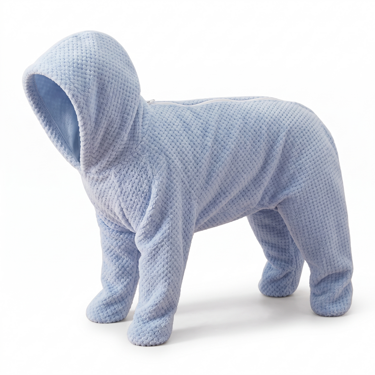 FluffDry Hunde-Bademantel aus hellblauer Waben-Mikrofaser