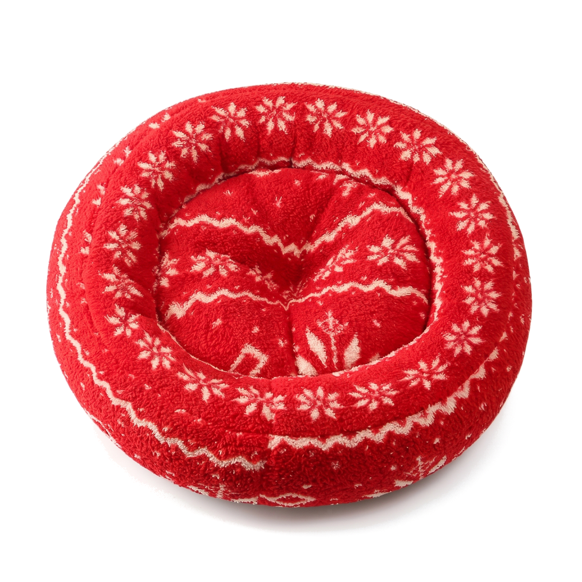 CozyRing Donut-Hundebett in Schneeflocke Rot