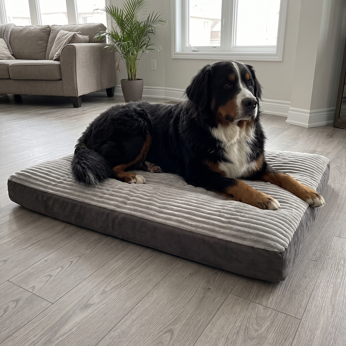DreamPad in Grau – Berner Sennenhund auf der Größe XL