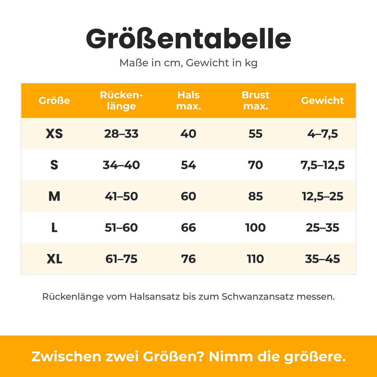 [de] DryKing Hunde-Bademantel – Größentabelle