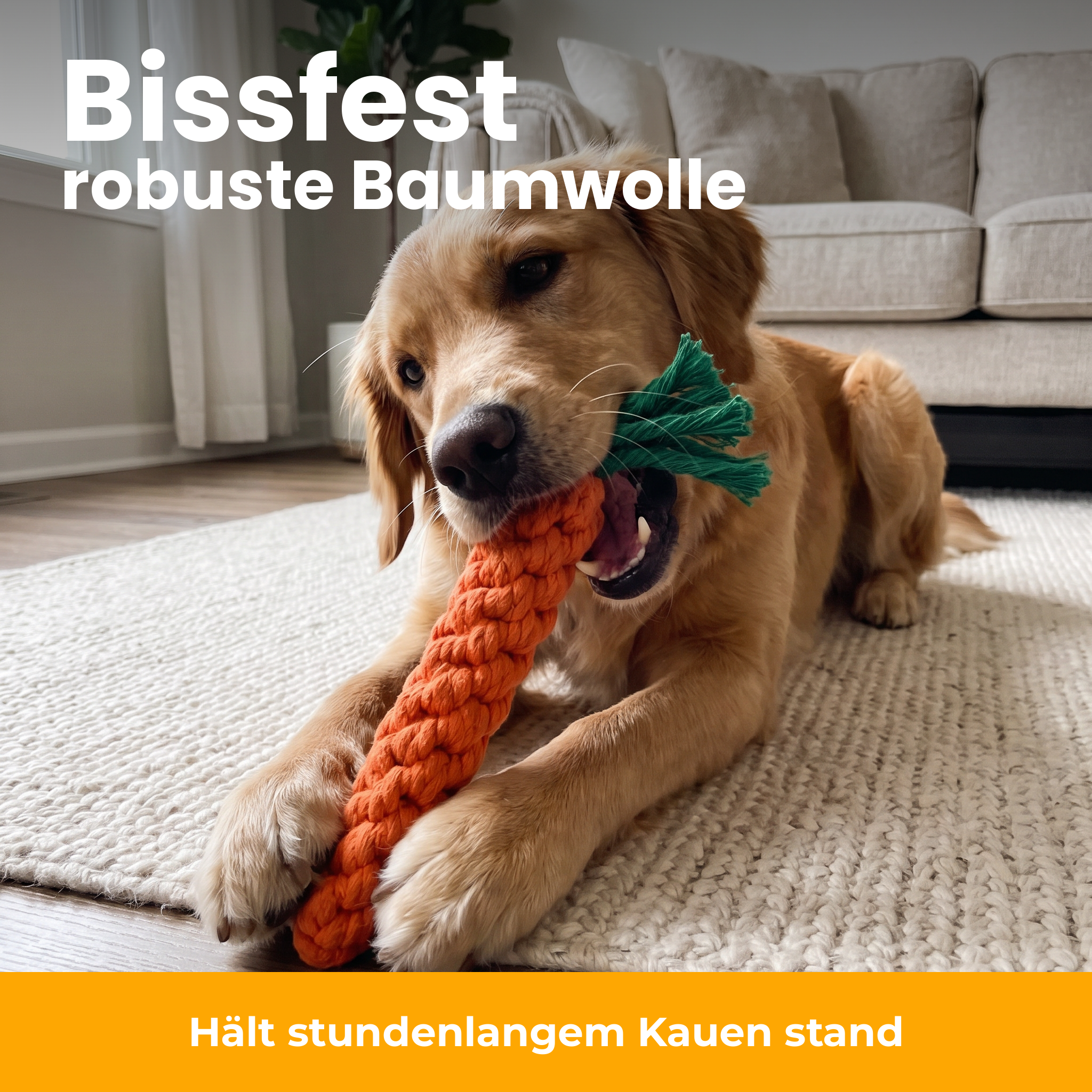 [de] Bissfestes Hundespielzeug aus robuster Baumwolle