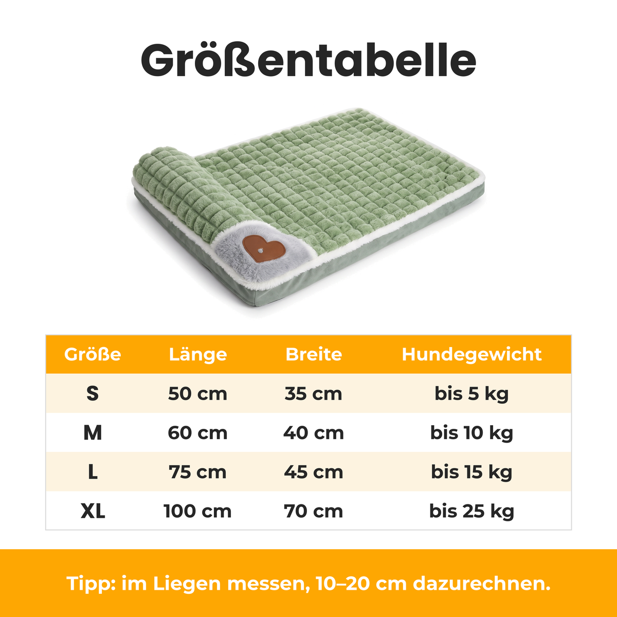 [de] SnugPad – Größentabelle S bis XL